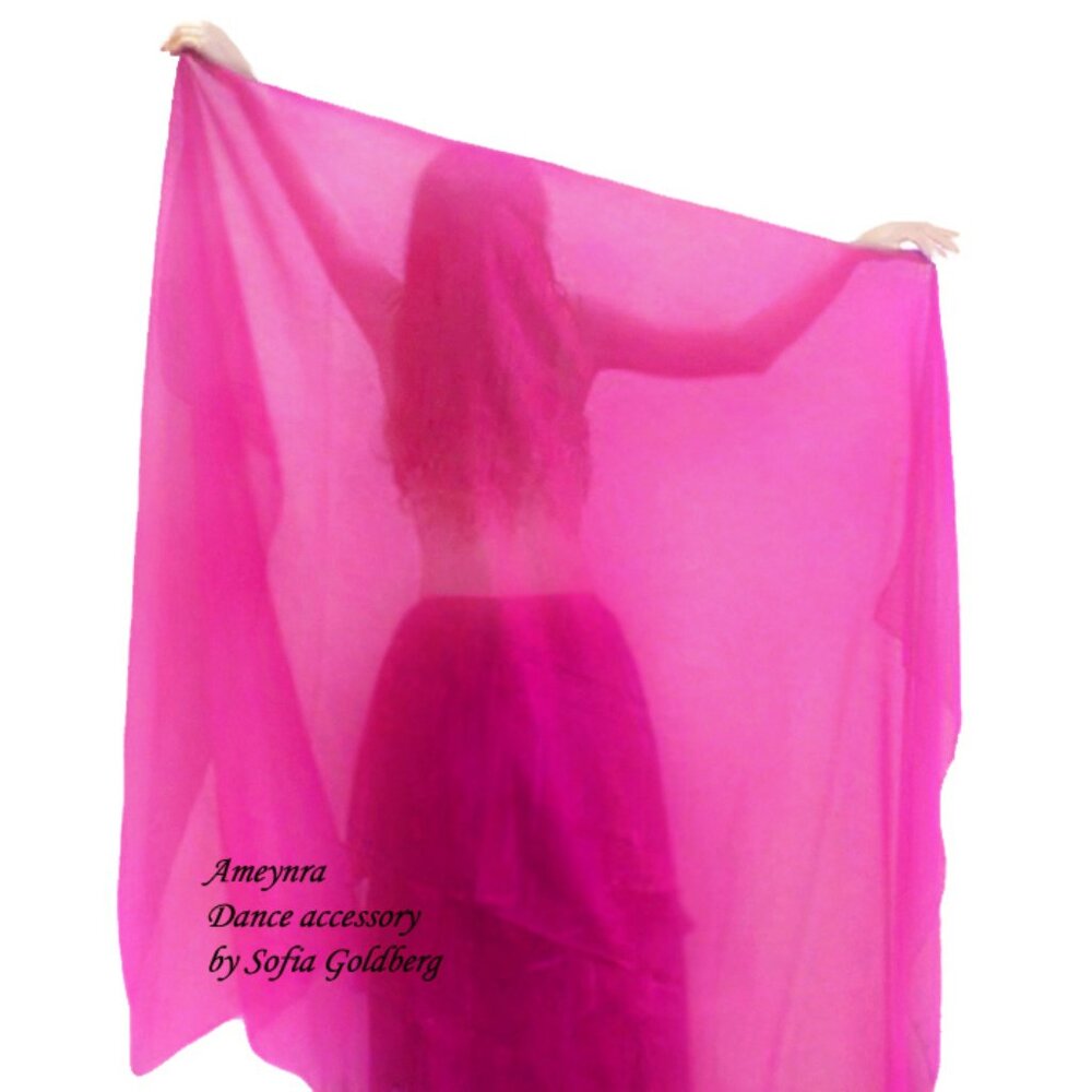 Belly dance veil 2.5 yards x 54 inches. Dark Pink chiffon, New